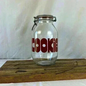 Vintage 1970's Large Glass "Cookie" Storage Triomphe Jar with Bale Lid
